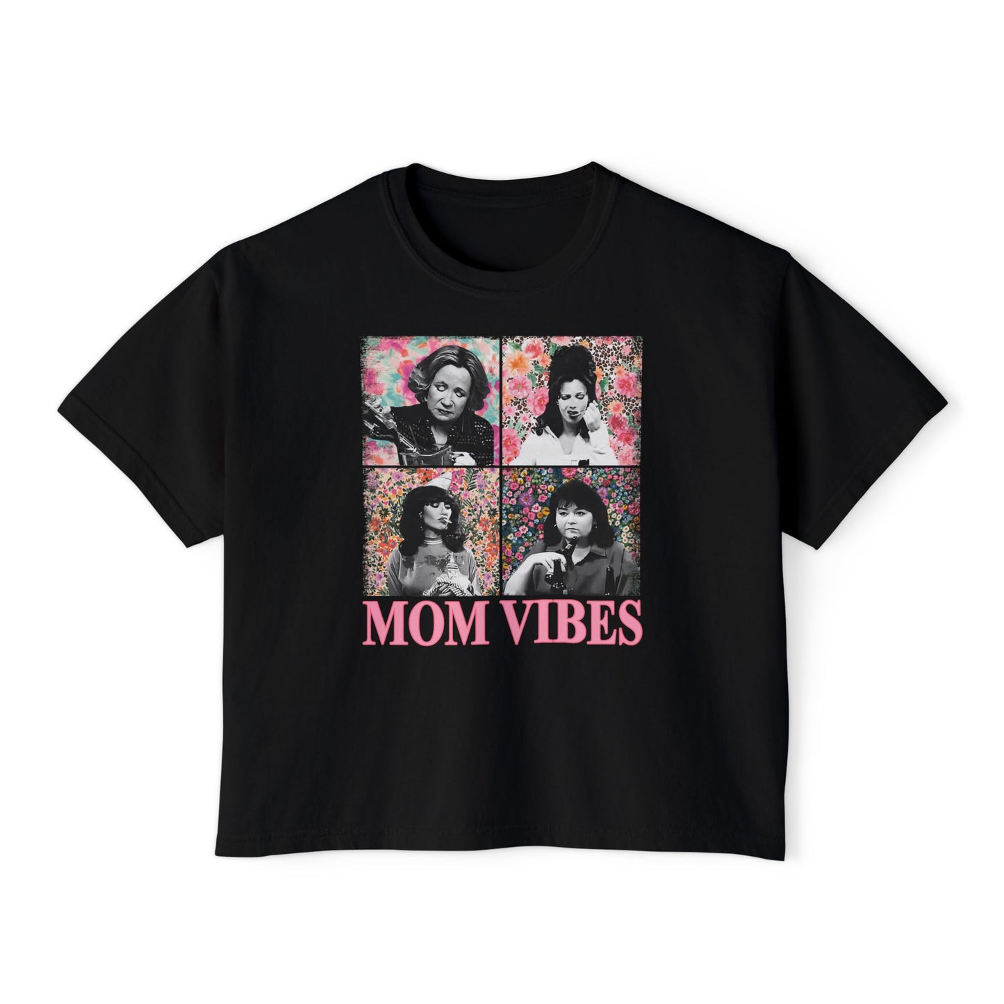 Mom Vibes  - Retro Floral Boxy Tee