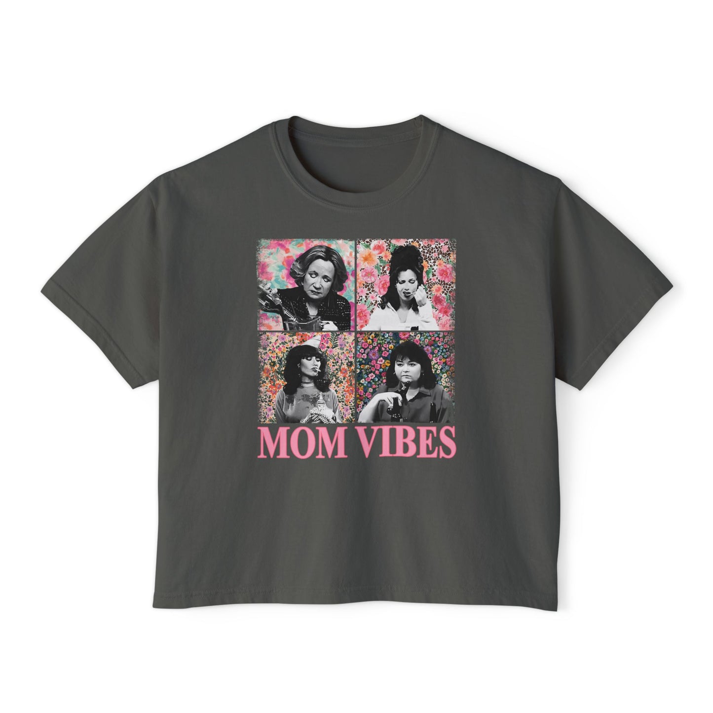 Mom Vibes  - Retro Floral Boxy Tee