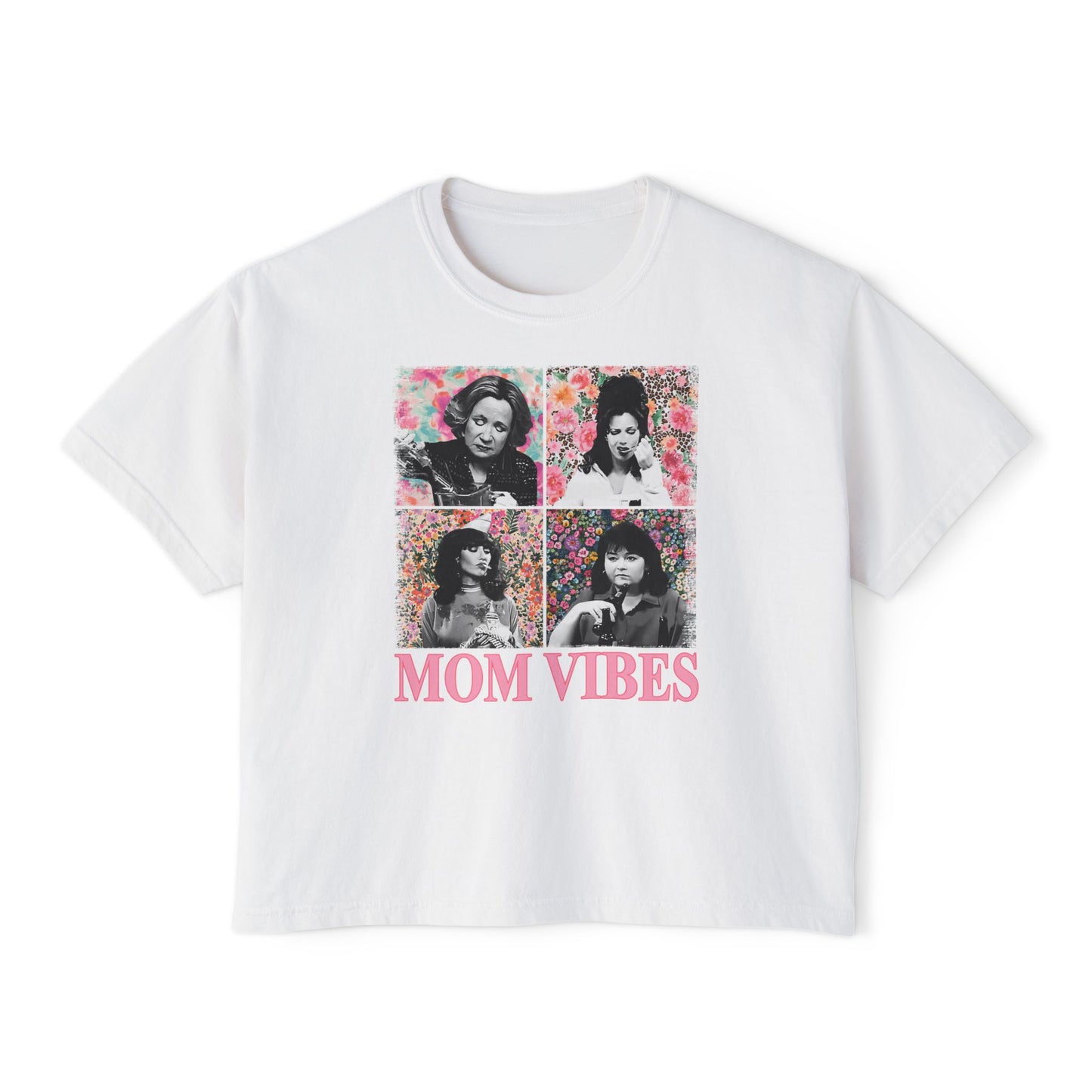 Mom Vibes  - Retro Floral Boxy Tee