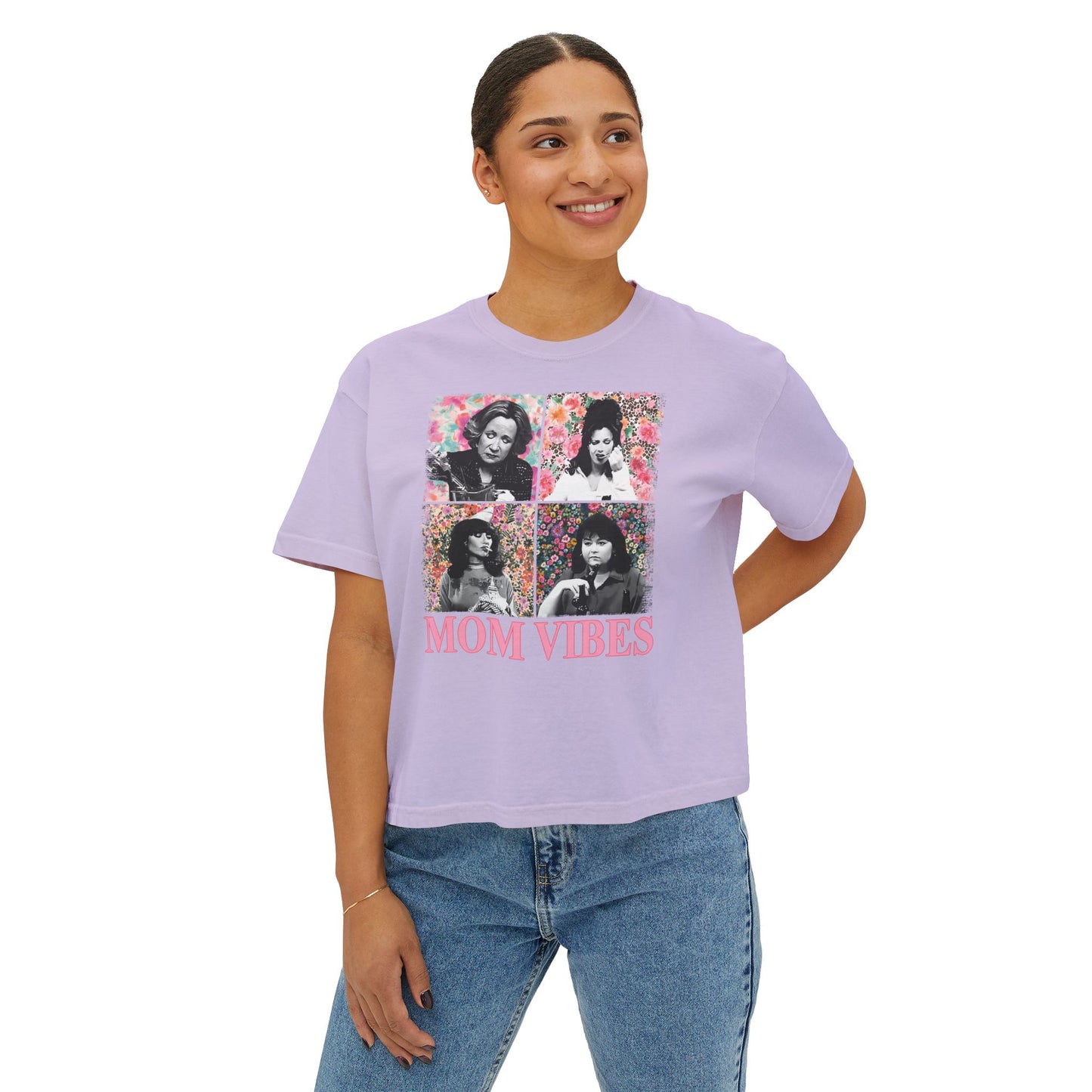 Mom Vibes  - Retro Floral Boxy Tee