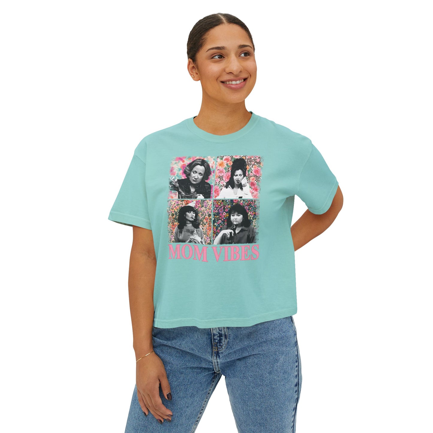 Mom Vibes  - Retro Floral Boxy Tee
