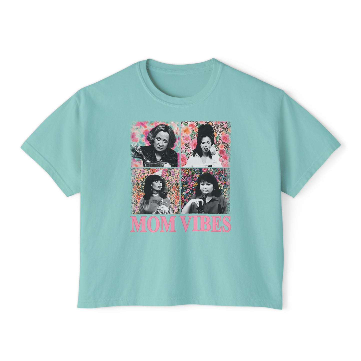 Mom Vibes  - Retro Floral Boxy Tee