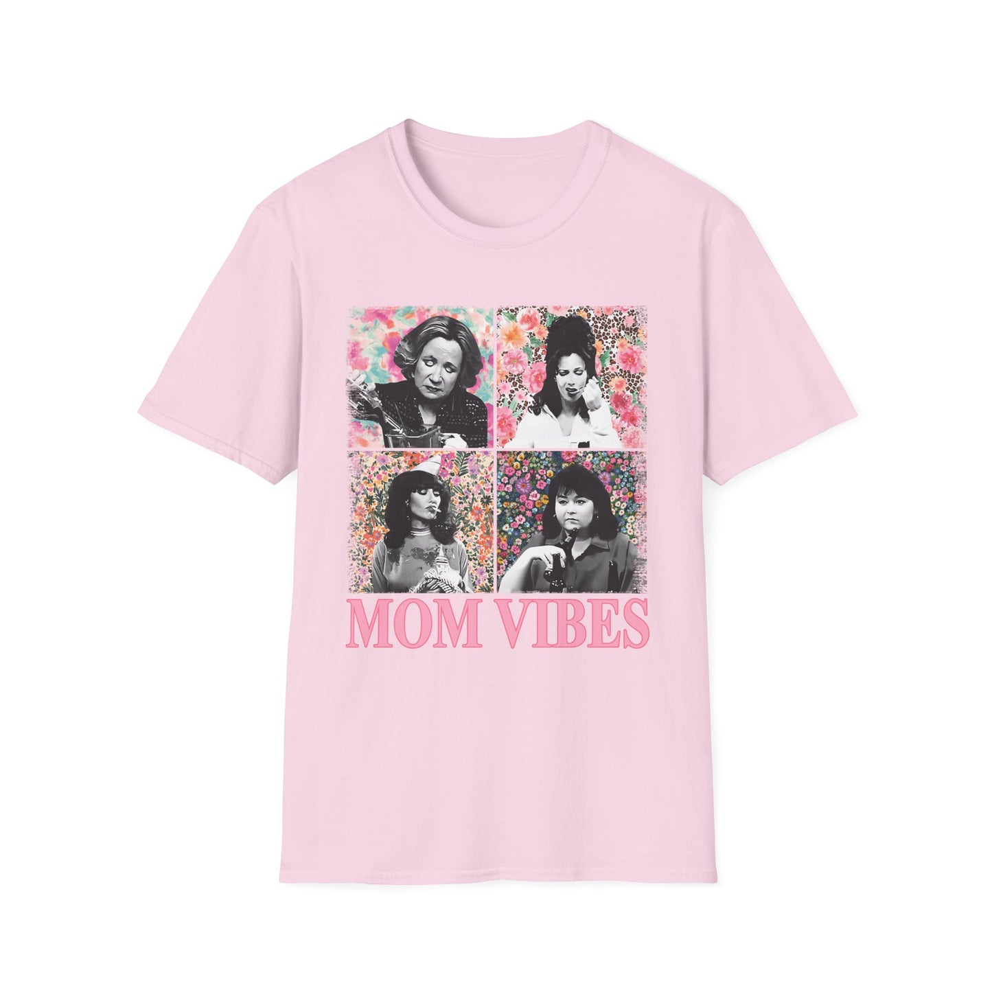Mom Vibes  - Retro Floral Softstyle Tee