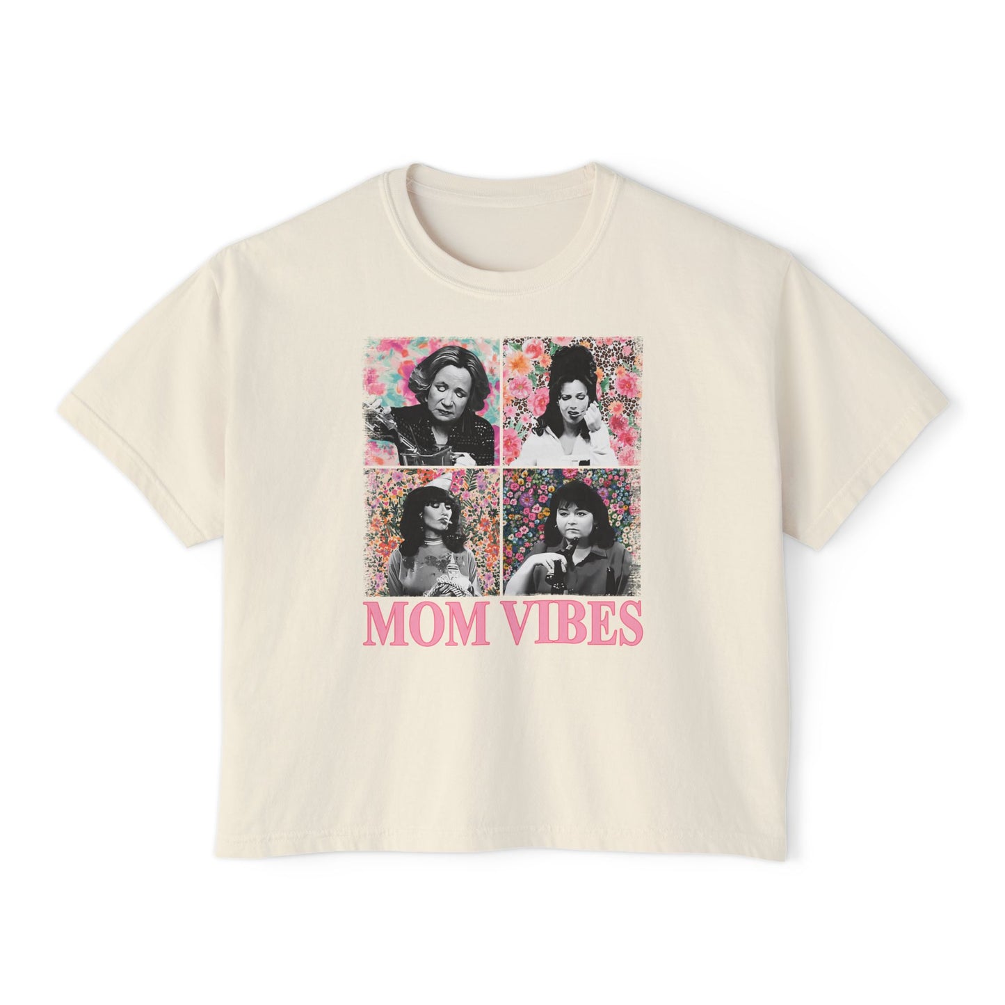 Mom Vibes  - Retro Floral Boxy Tee