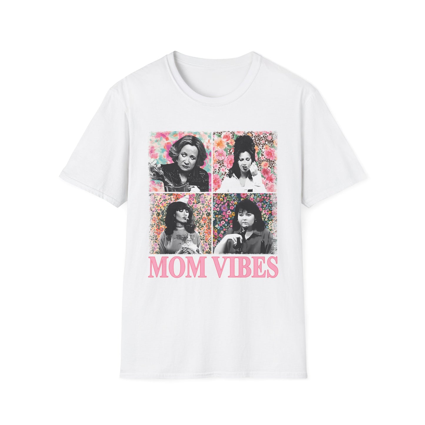 Mom Vibes  - Retro Floral Softstyle Tee