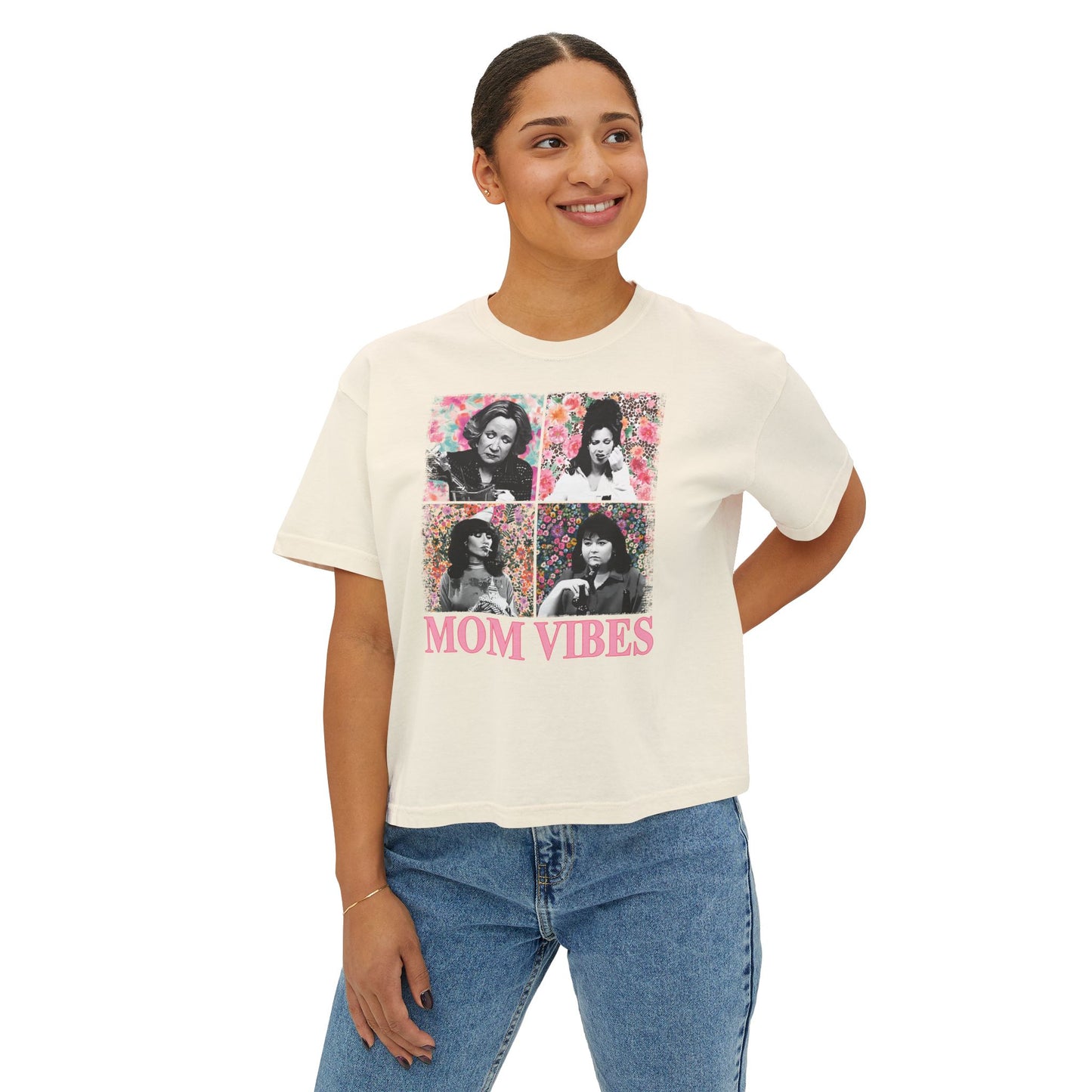 Mom Vibes  - Retro Floral Boxy Tee
